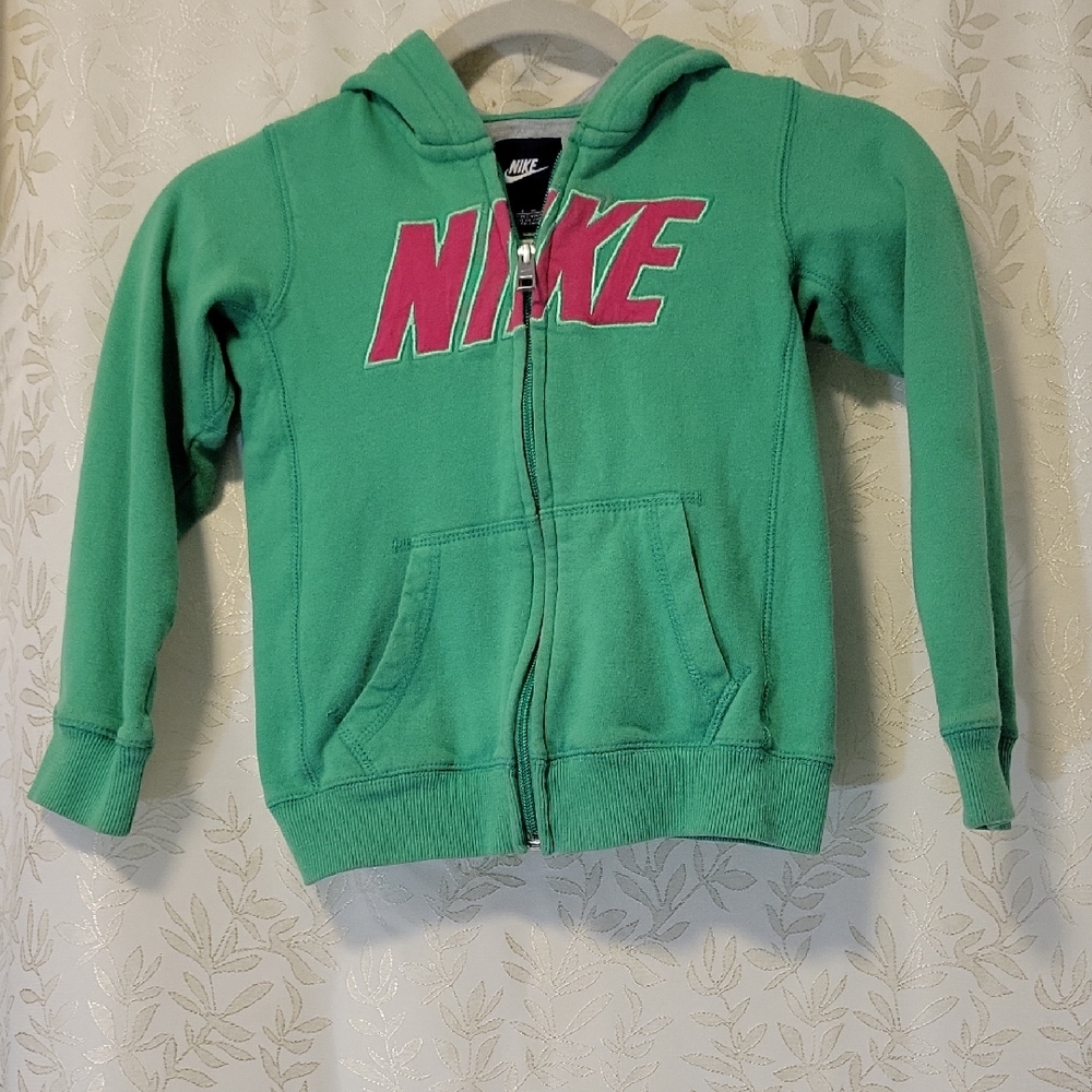 Nike Kids Green and Pink Zip-Up Hoodie